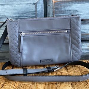 Vera Bradley Gray Leather Crossbody Handbag